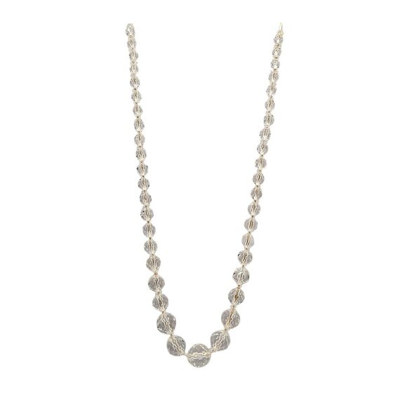 Vintage Faceted Clear Crystal Bead Necklace With Clasp 20 in READ ME - Picture 1 of 8